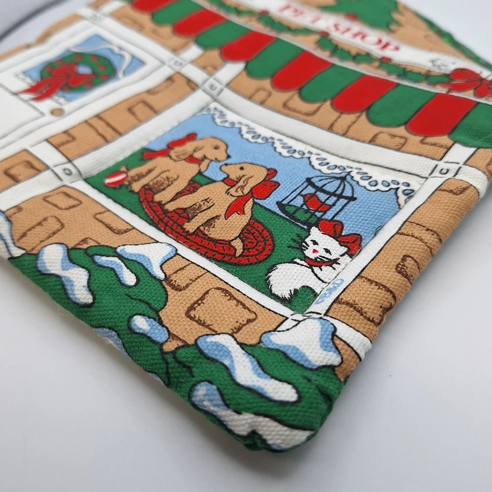 Christmas Pet Shop Potholder Hot Pad Oven Mitt Festive‎ Holiday Kitchen Handmade